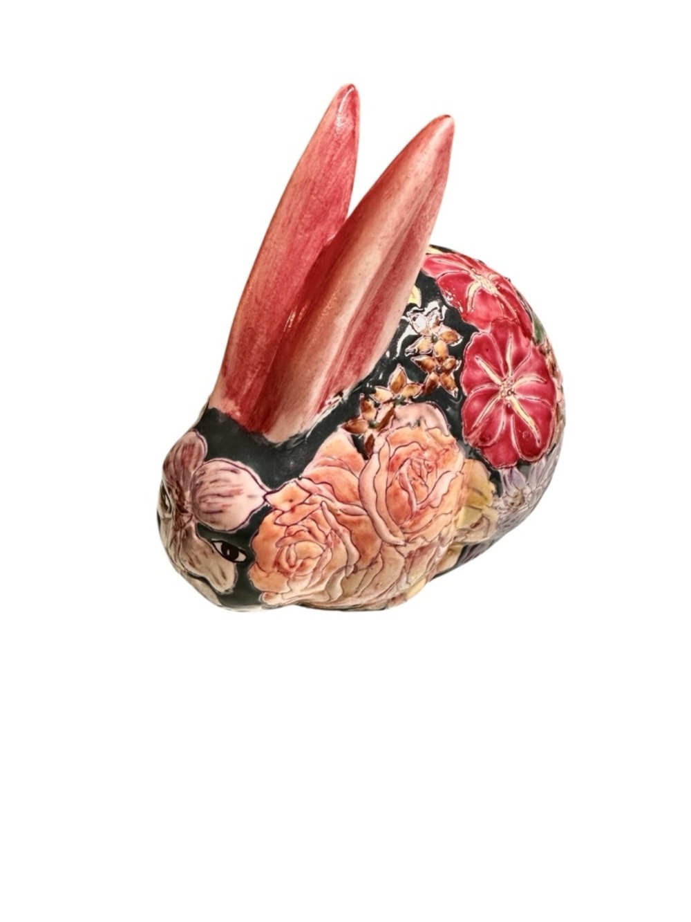 Floral Ceramic Bunny Rabbit Figurines Bowl Set Of 3 SACHET F Atkins Inc Vintage - Picture 3 of 15